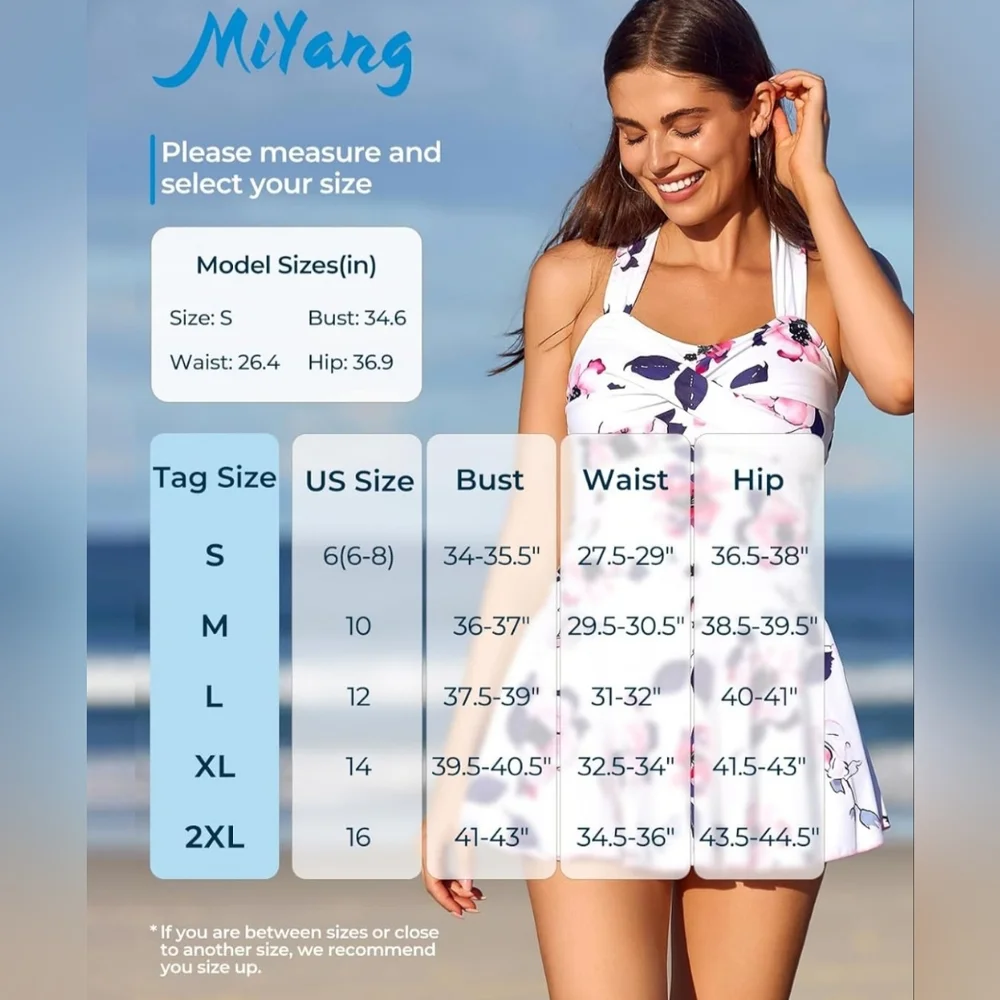 NEW! Miyang Floral Women's Swim One Piece With Built In Boyshorts.